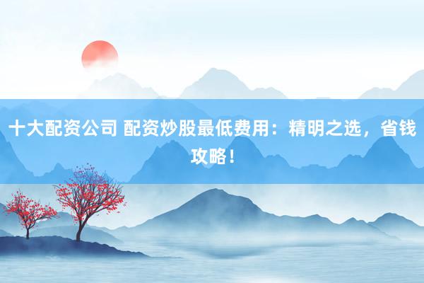 十大配资公司 配资炒股最低费用：精明之选，省钱攻略！